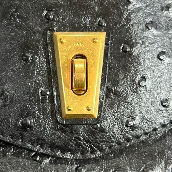 MARC By MARC JACOBS Ostrich Ozzie Aurora Satchel Tote Black EUC - Picture 5 of 13